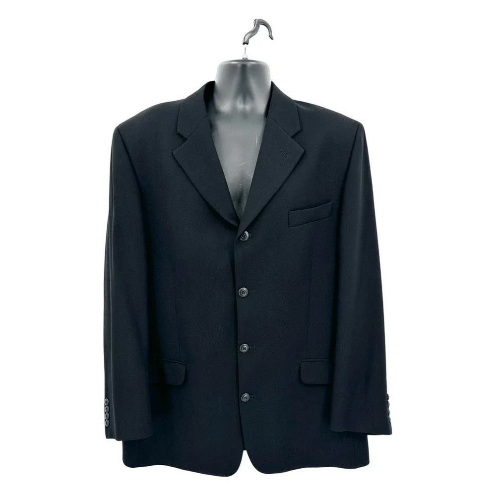 Vintage Bachrach Blazer Sport Jacket Men's 46R Black Made in Italy *See